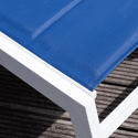 Set van 2 blauwe textilene BARBADOS ligbedden - wit aluminium