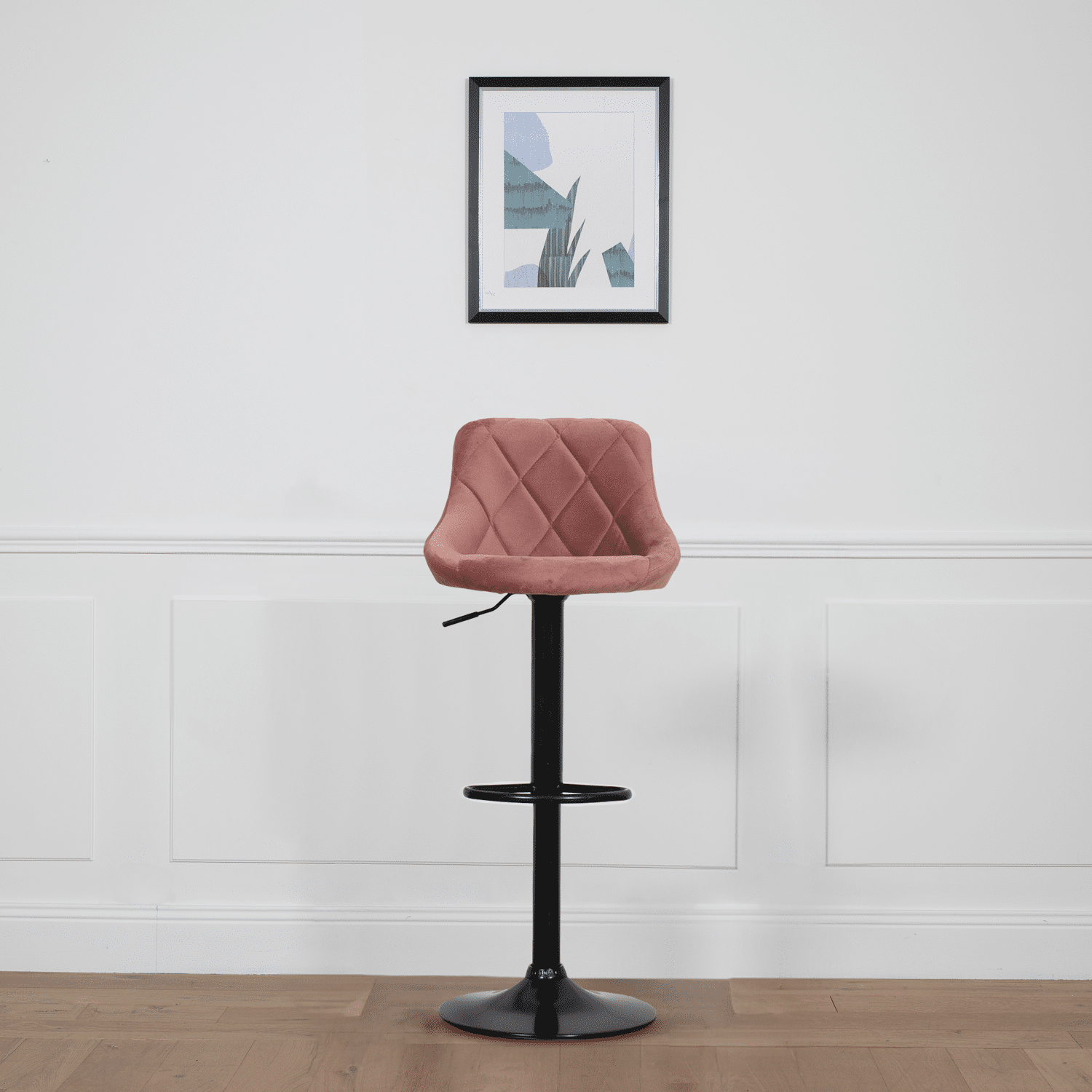 Tabouret de bar en velours rose ROBIN