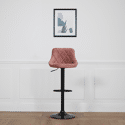 Tabouret de bar en velours rose ROBIN