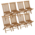 Lot de 8 chaises de jardin en teck LOMBOK