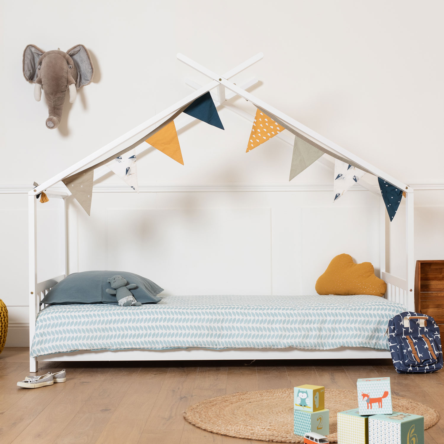 Lit cabane pour enfant 190x90cm blanc GASPARD