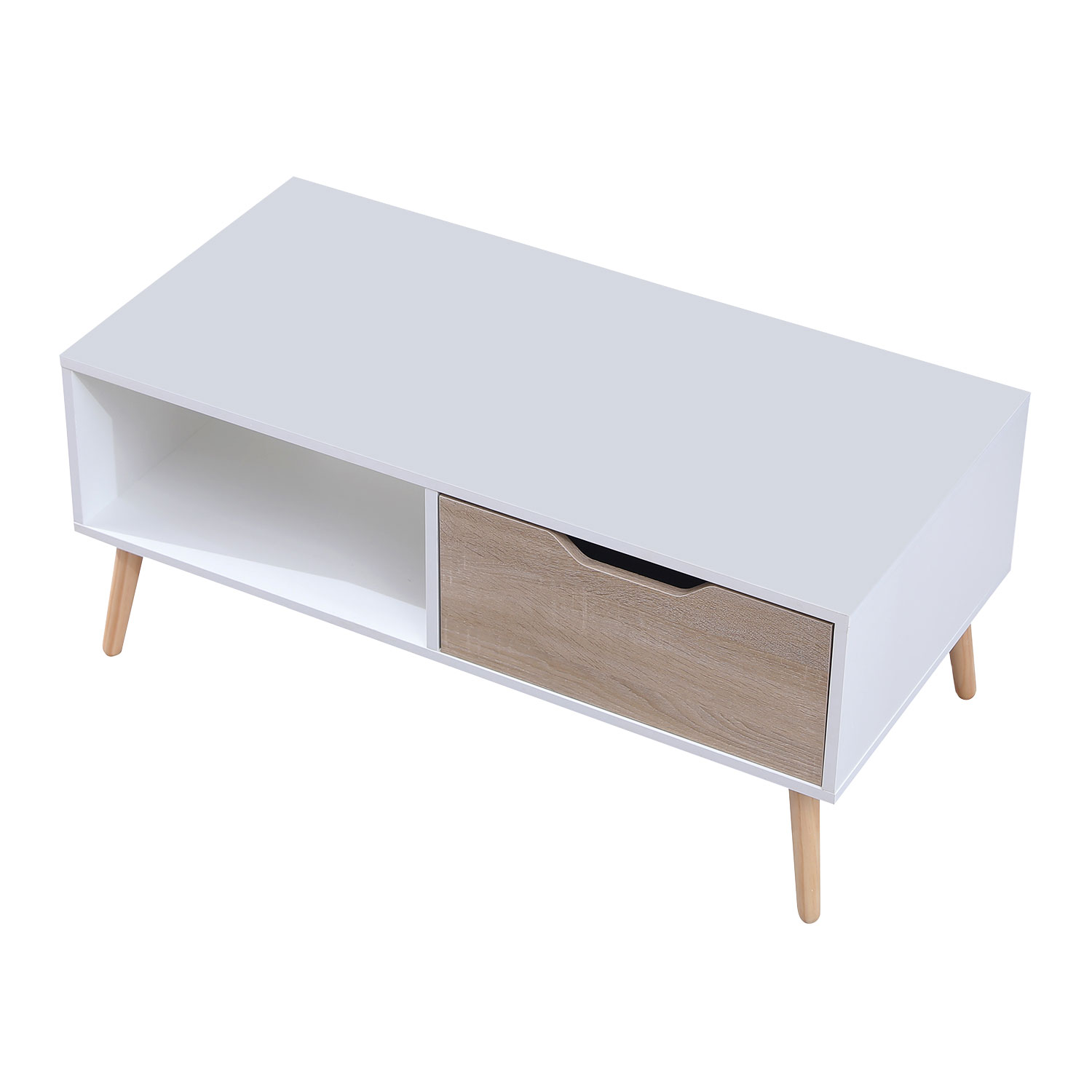 FREJA witte salontafel in scandinavische stijl met lade