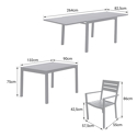 Set di mobili da giardino allungabili VENEZIA 132/264 in alluminio antracite - 10 posti a sedere
