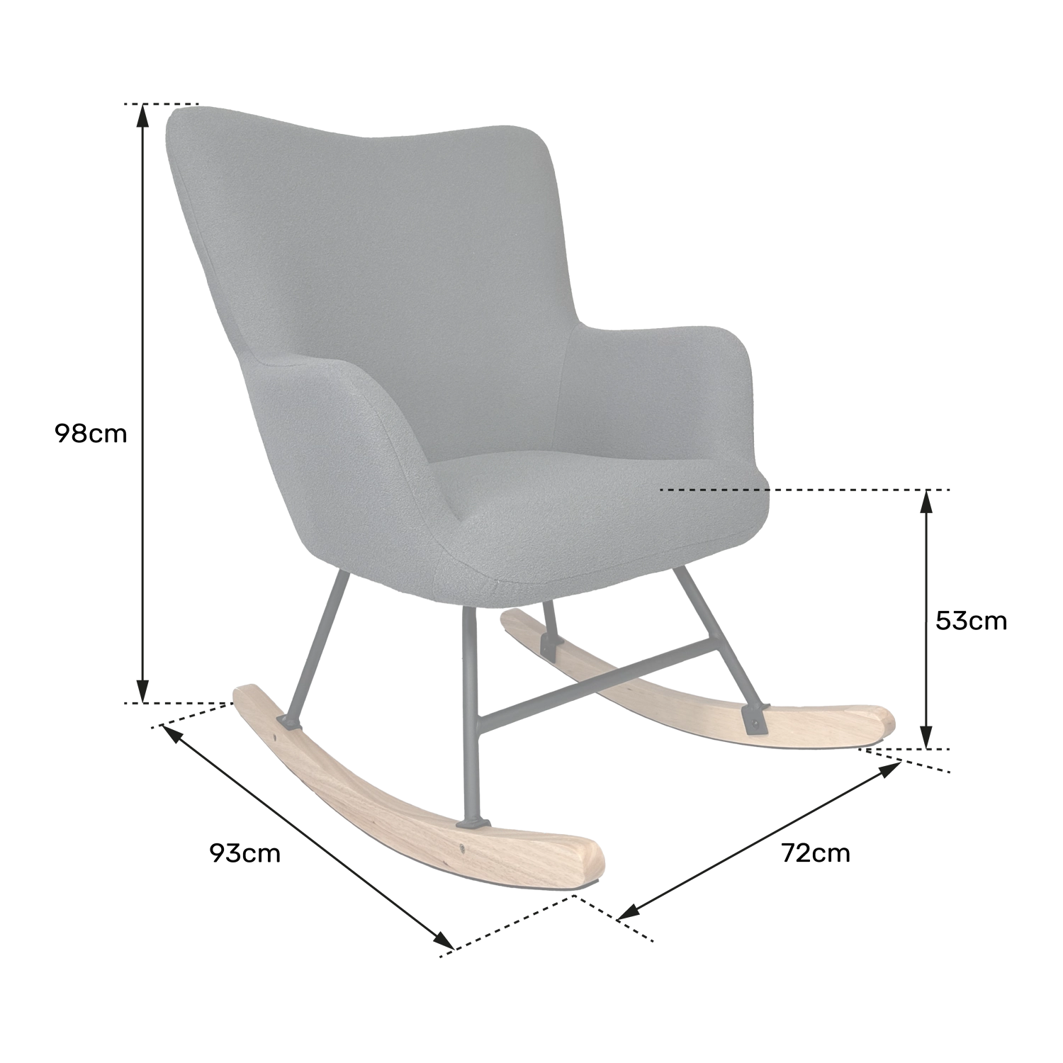Cadeira de balanço em tecido de laço cinzento KAIRA