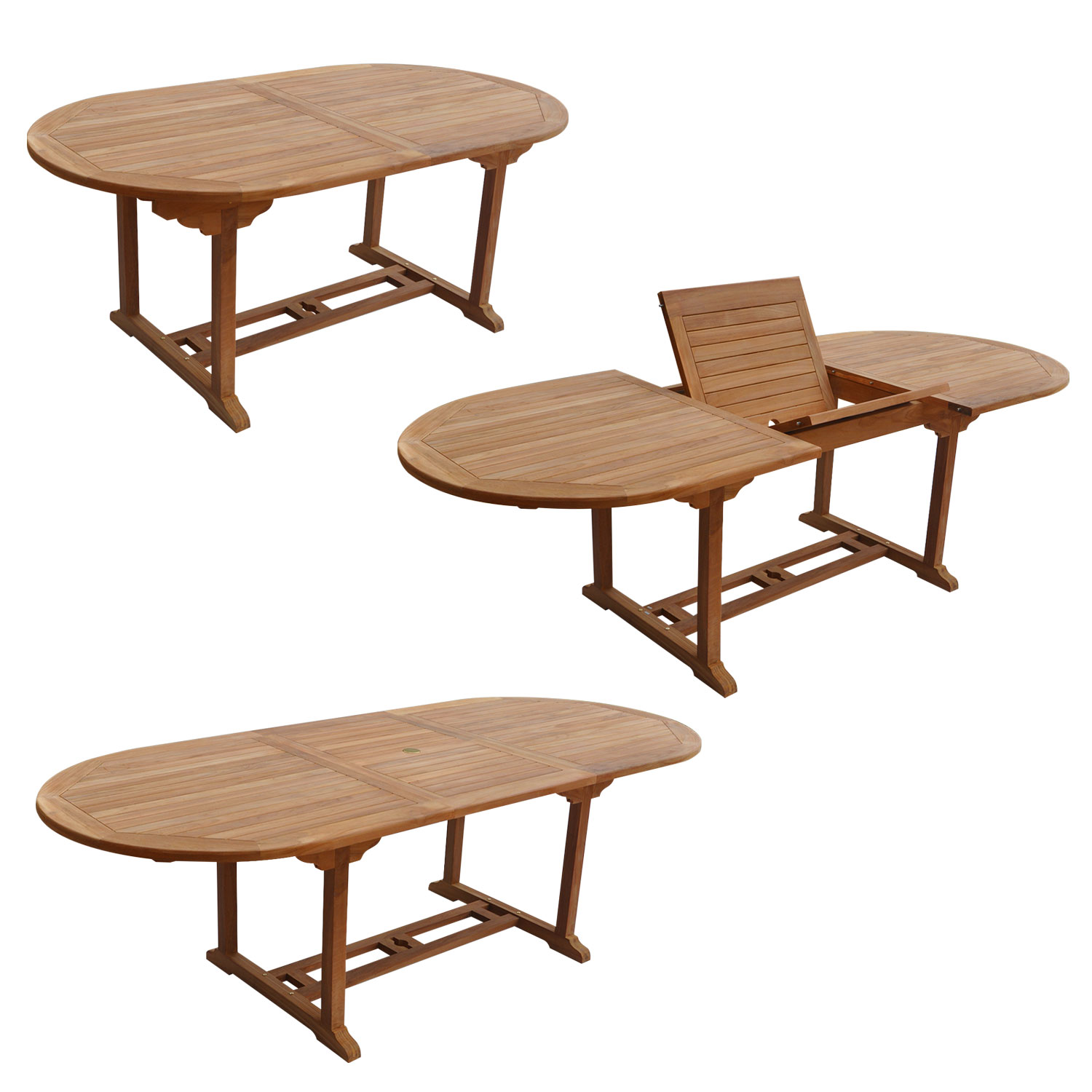 Mobili da giardino in teak LOMBOK - tavolo ovale allungabile - 8 posti a sedere