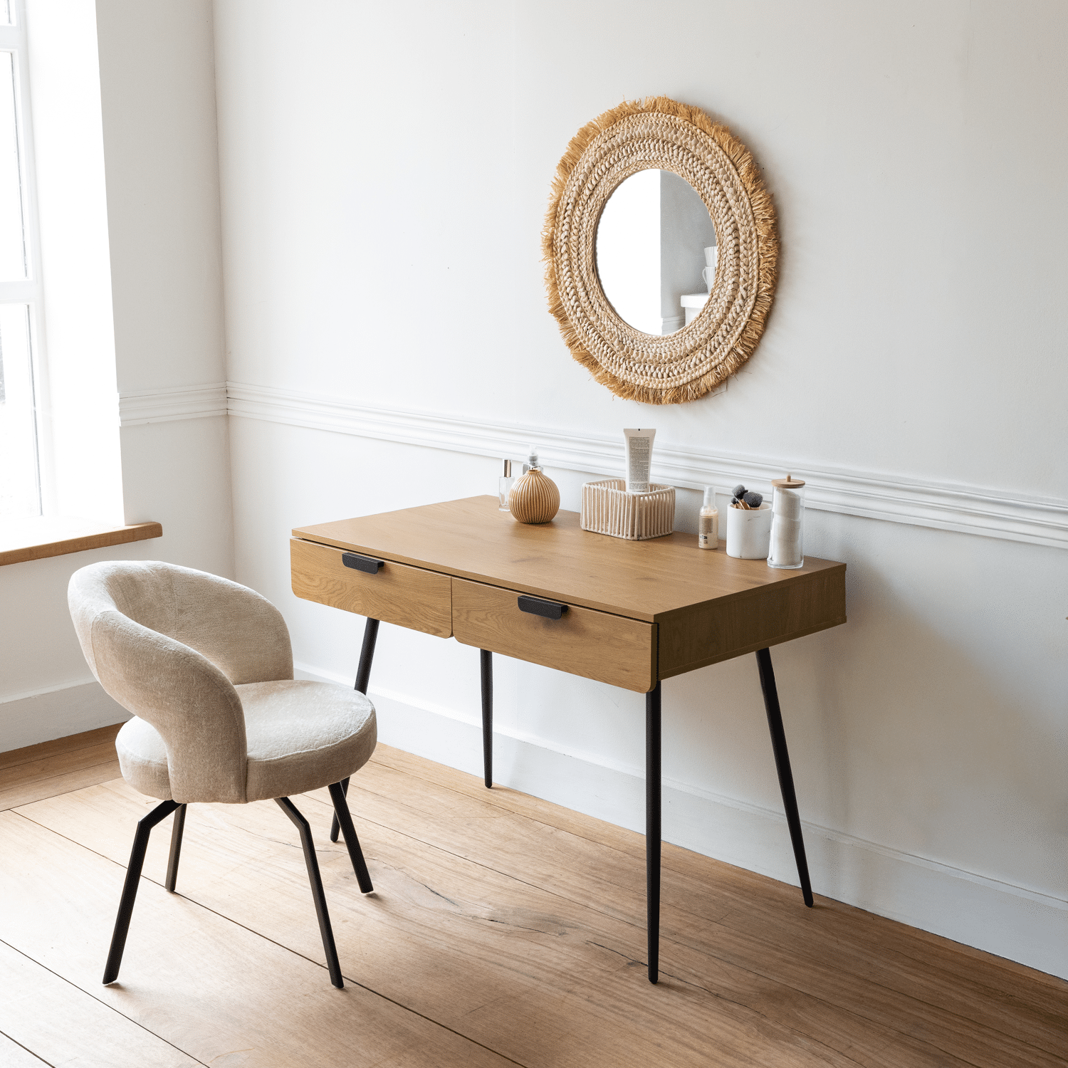 Bureau en bois 2 tiroirs LOUIS