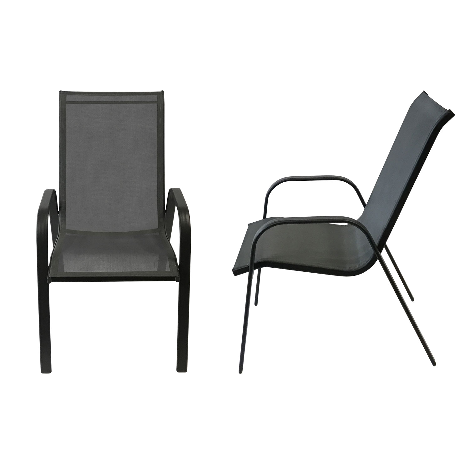 Set van 6 MARBELLA grijs textilene stoelen - antracietgrijs aluminium