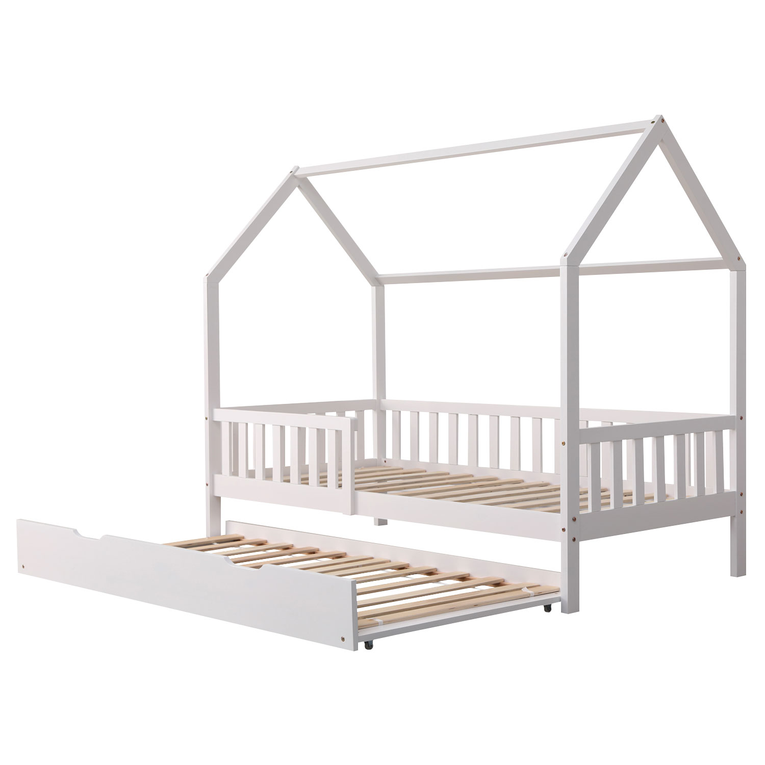 Lit cabane gigogne pour enfant 190x90cm blanc MARCEAU