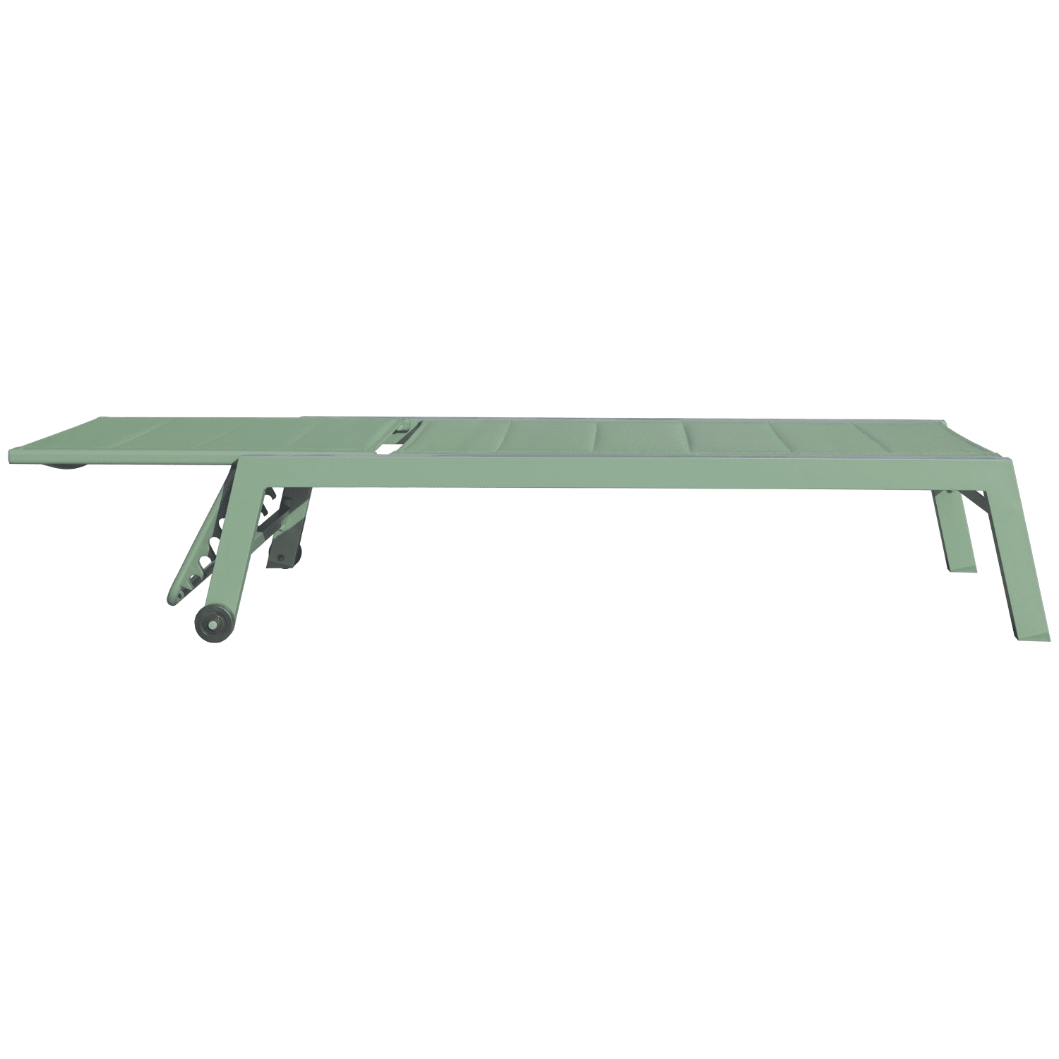 Conjunto de tumbona y mesa auxiliar BARBADOS de textilene verde salvia - aluminio verde salvia