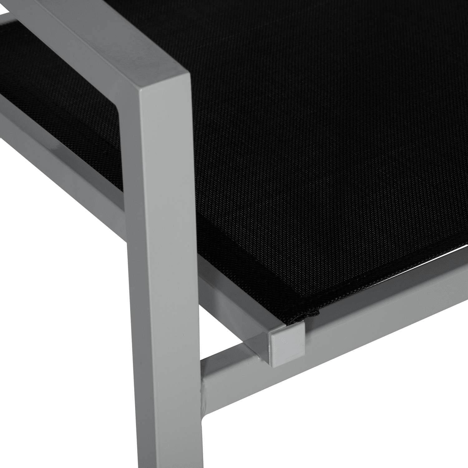 Lot de 4 chaises en aluminium gris - textilène noir