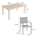 Conjunto de muebles de jardín de teca JAVA con sillas de aluminio verde salvia - 8 plazas