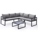 Salon de jardin modulable IBIZA en tissu gris 4 places - aluminium anthracite