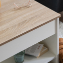 Table basse avec plateau relevable blanche et bois HEDDA