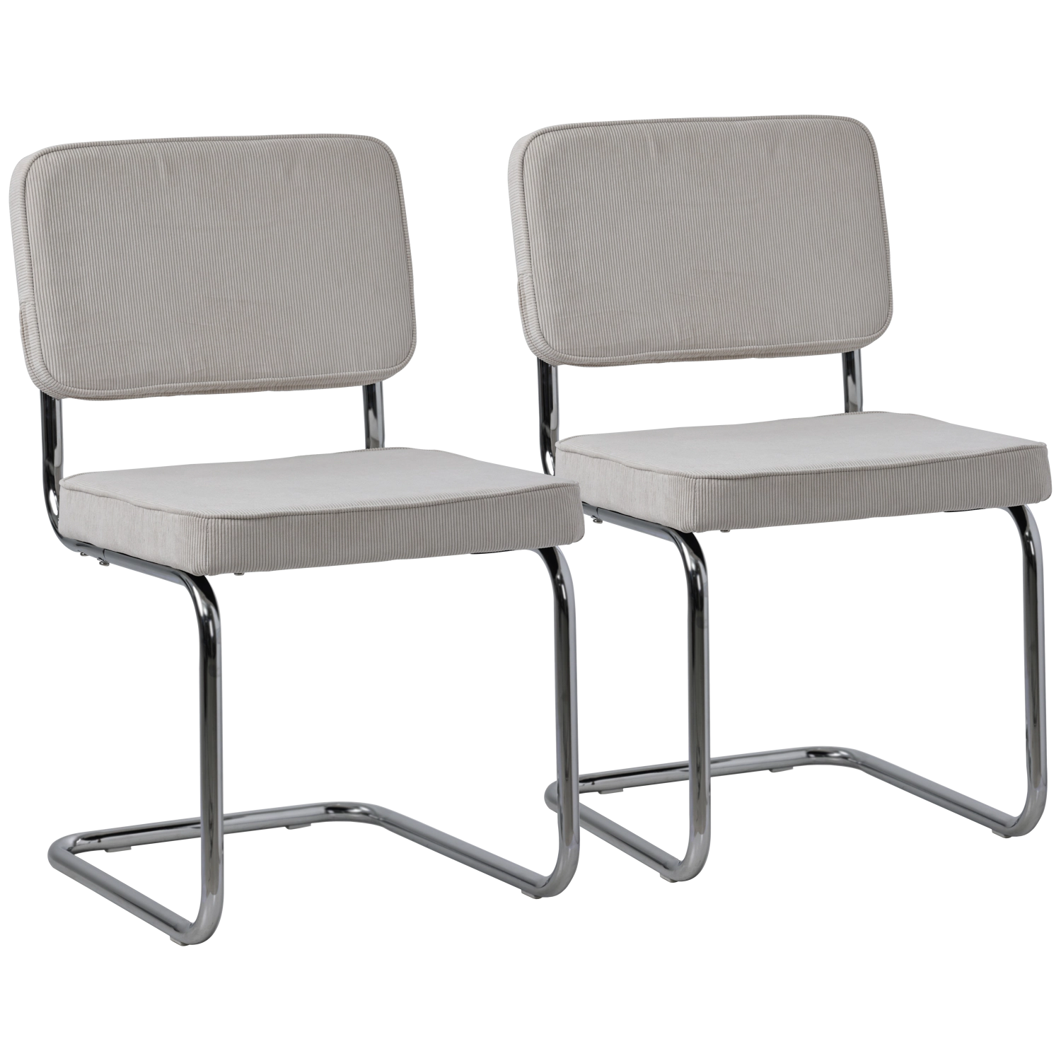 Lot de 2 chaises cantilever en velours côtelé beige MARIA