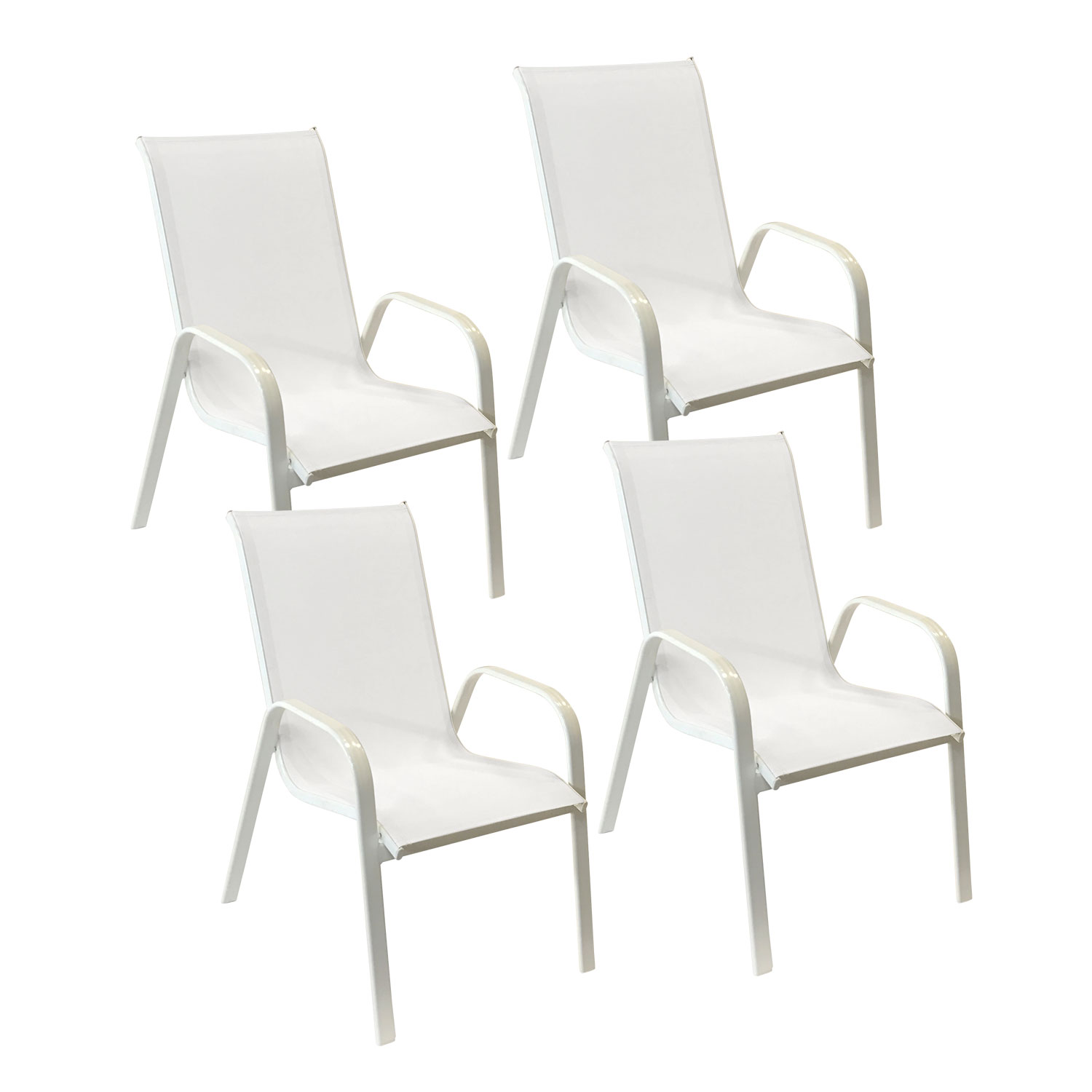 Conjunto de 4 cadeiras MARBELLA em textilene branco - alumínio branco
