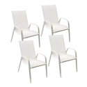 Set di 4 sedie MARBELLA in textilene bianco - alluminio bianco