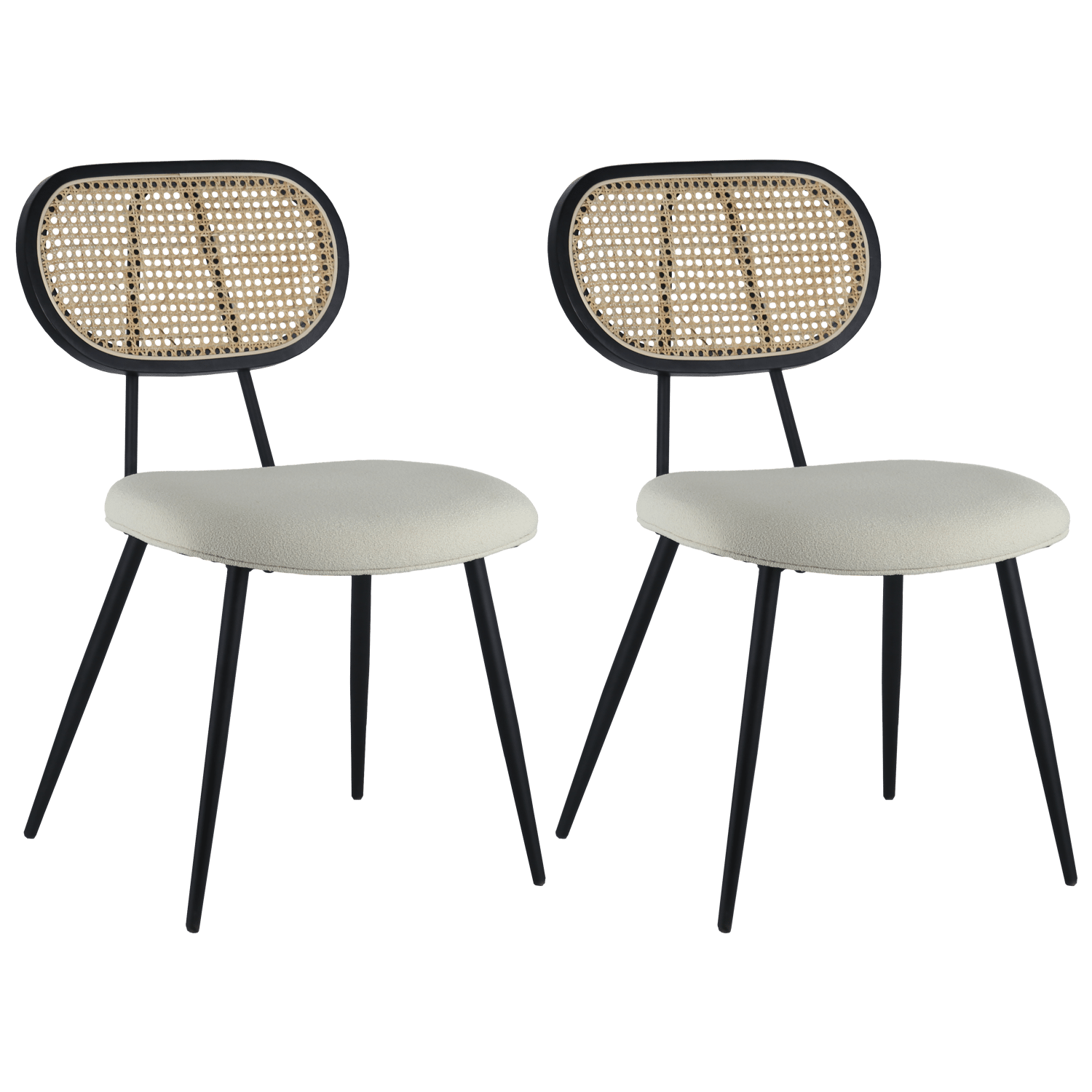 Set van 2 stoelen in riet en lusstof ELENA