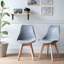 Conjunto de 2 cadeiras escandinavas cinzentas NORA com almofada