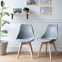 Set van 2 grijze NORA Scandinavische stoelen met kussen