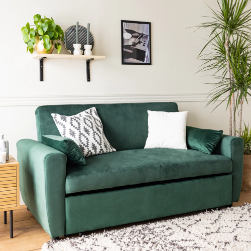 Grünes Samt-Couch-Sofa mit...