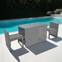 Salon de jardin encastrable SANTORIN en résine tressée grise 2 places - coussins gris