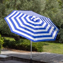 Parasol droit BANDOL rond 2,70m de diamètre à rayures bleues