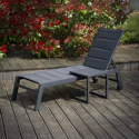 Set Sonnenliege und Beistelltisch BARBADOS aus grauem Textilene - anthrazitgraues Aluminium