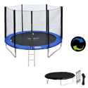 Premium Pack Trampolin 180cm wendbar blau / grün CAIRNS + Netz, Leiter, Plane und Verankerungsset