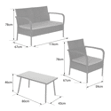 Set di mobili da giardino LIPARI in resina intrecciata grigia - cuscini grigi