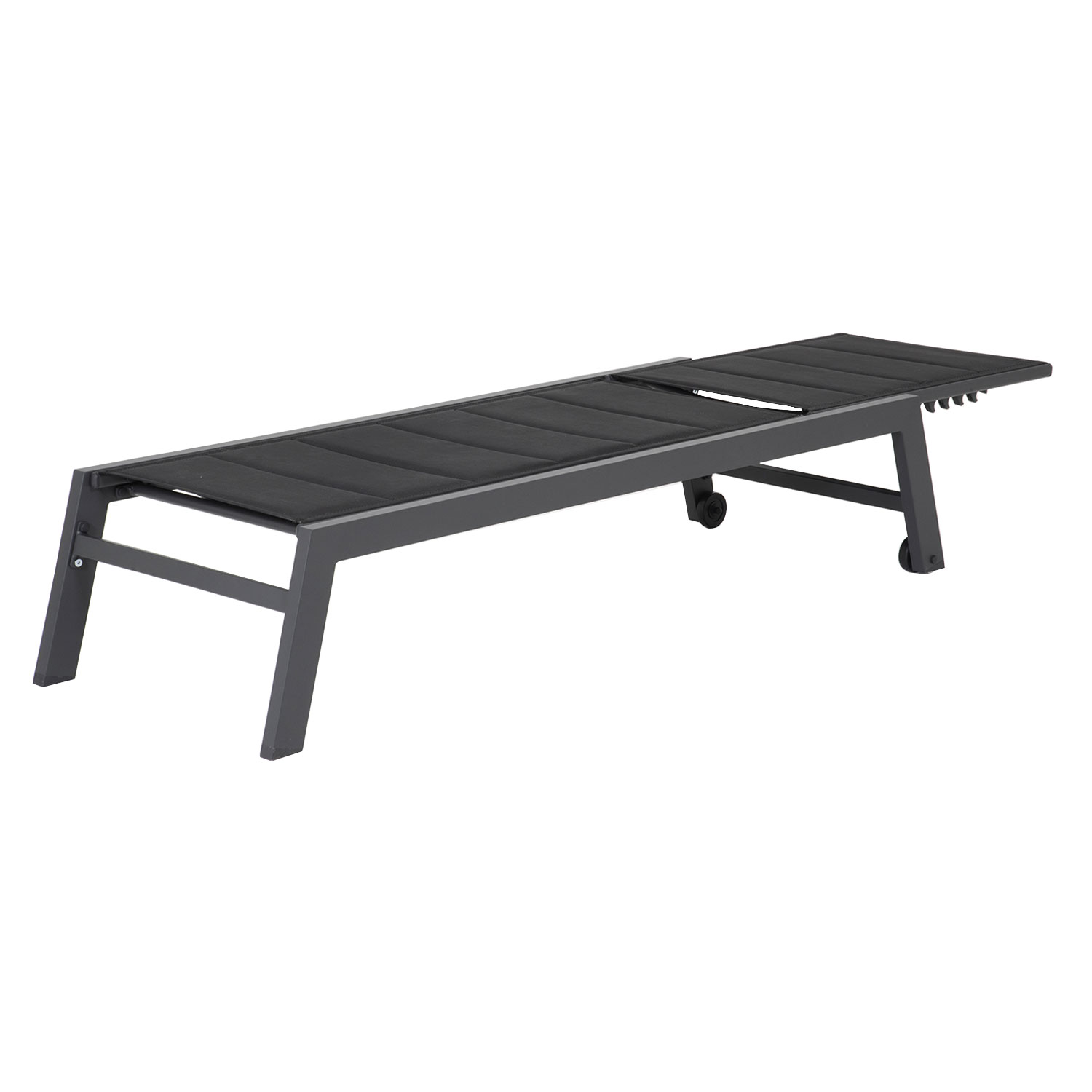Set di lettino e tavolino BARBADOS in textilene nero - alluminio grigio antracite