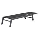 Set bain de soleil et table d'appoint BARBADOS en textilène noir - aluminium gris anthracite