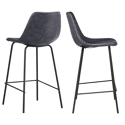 Lot de 2 tabourets de bar vintage LUCIEN gris foncé - Hauteur d'assise 65cm