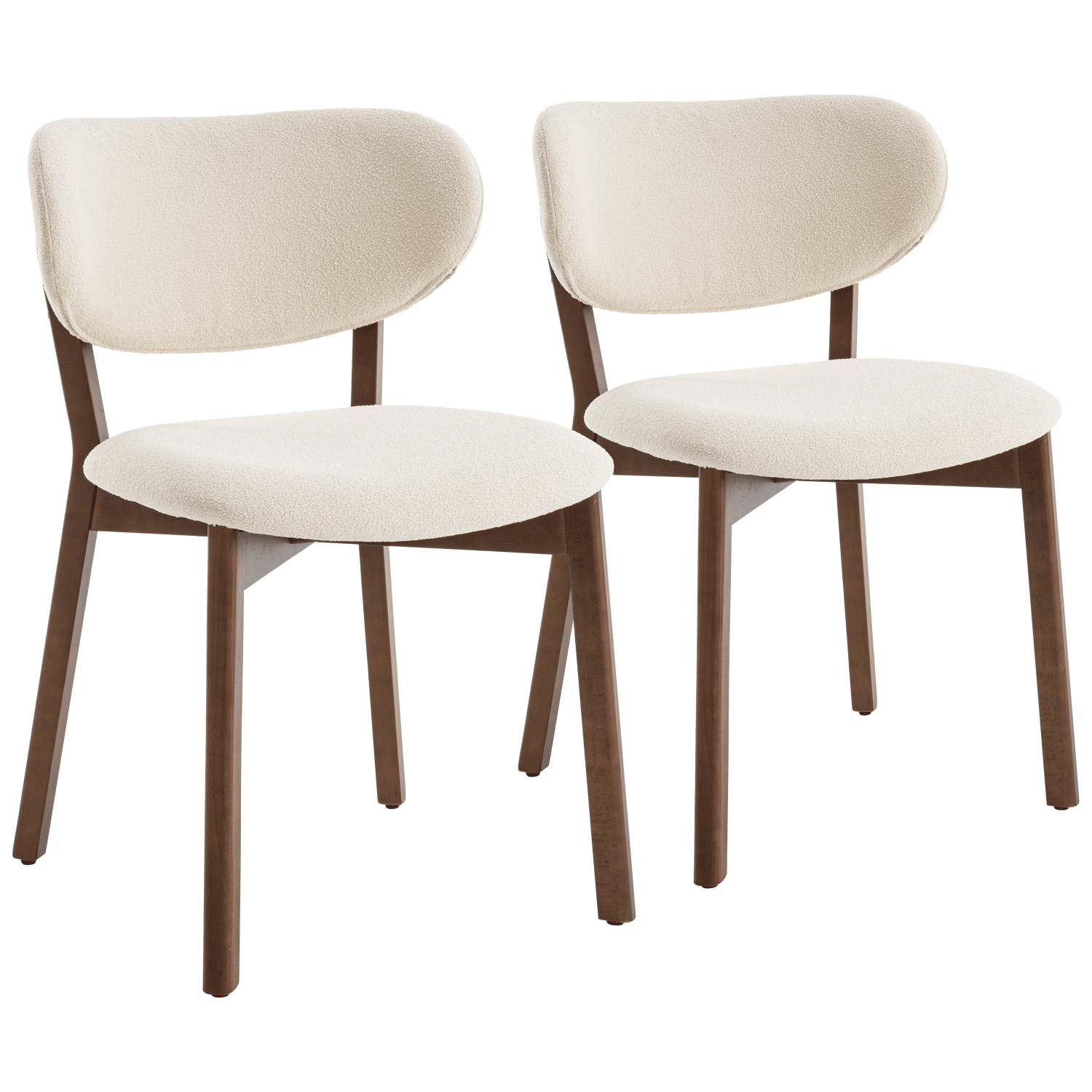 Lote de 2 sillas AURA de madera oscura y tela boucle beige