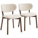 Lote de 2 sillas AURA de madera oscura y tela boucle beige