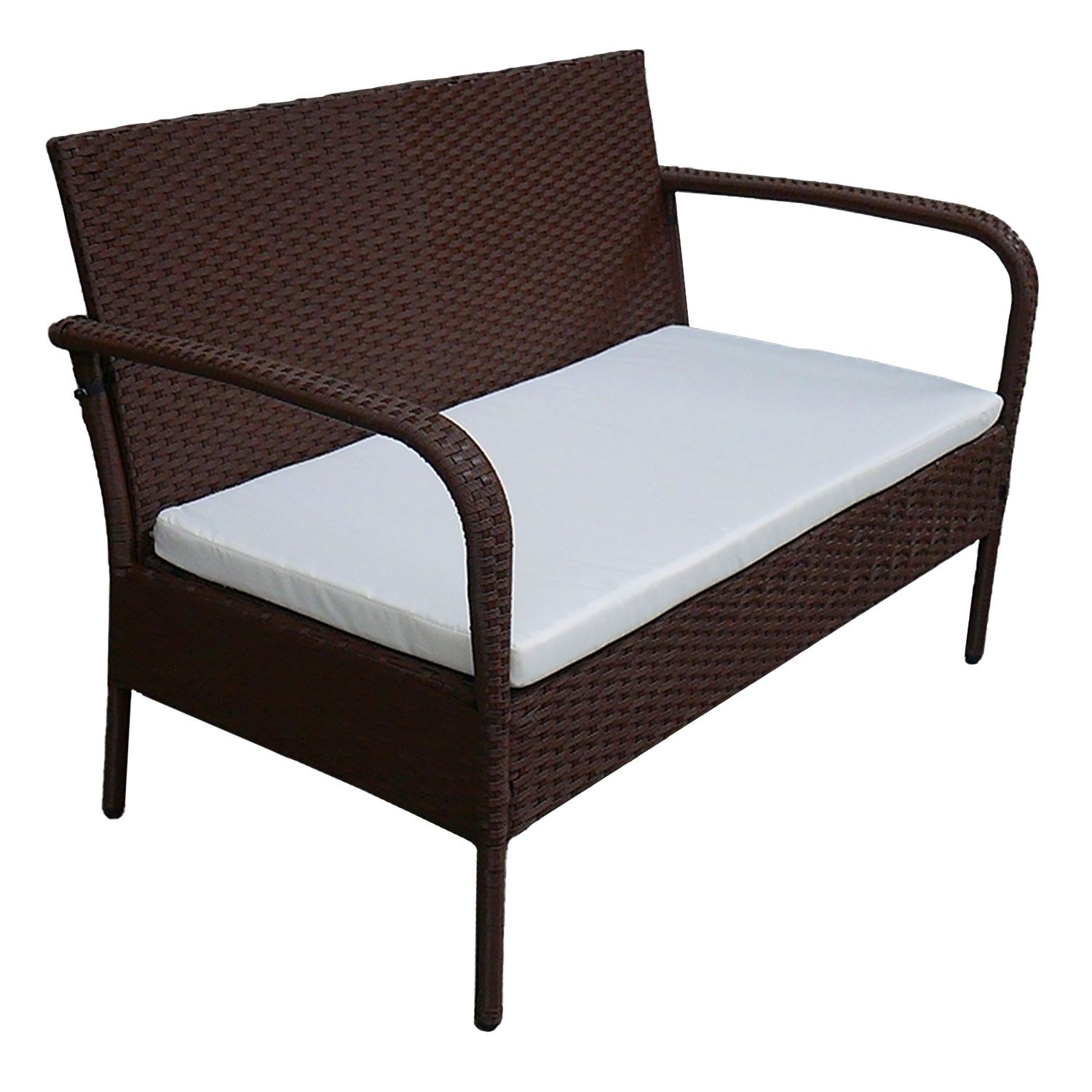 LIPARI tuinmeubelset in bruin gevlochten kunststof - ivoorkleurige kussens