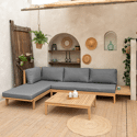 Gartenmöbel aus Akazienholz 4-Sitzer PANGKOR - graue Kissen