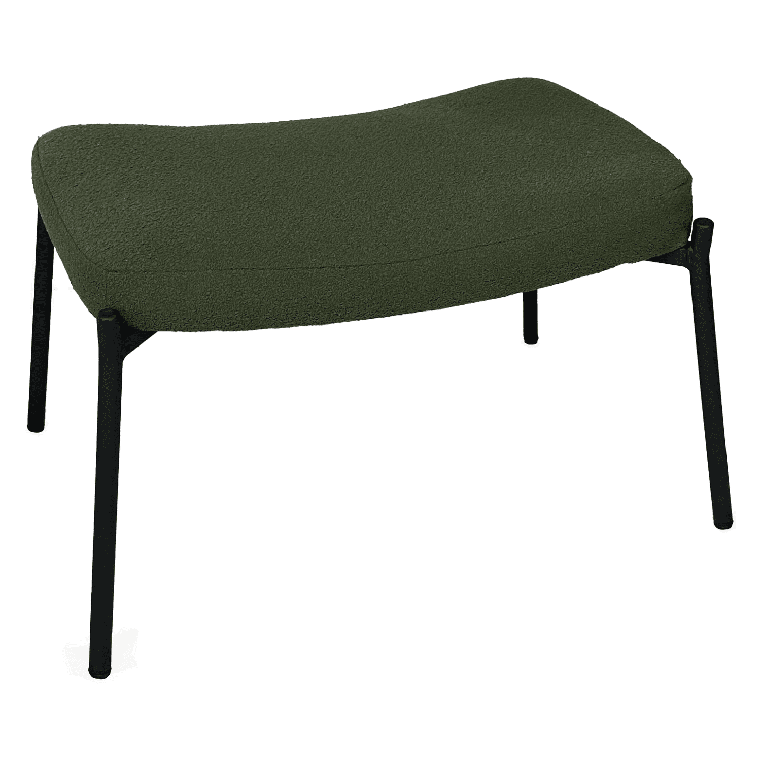 Fauteuil en tissu boucle vert kaki avec repose-pieds EIRA