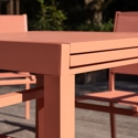 Salon de jardin VENEZIA extensible 90/180 en textilène terracotta 8 places - aluminium terracotta