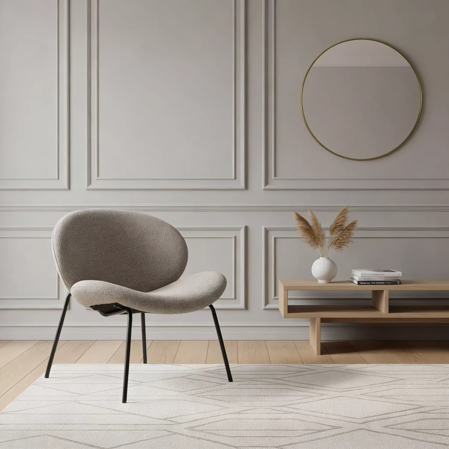 Fauteuil en tissu vert chiné SACHA