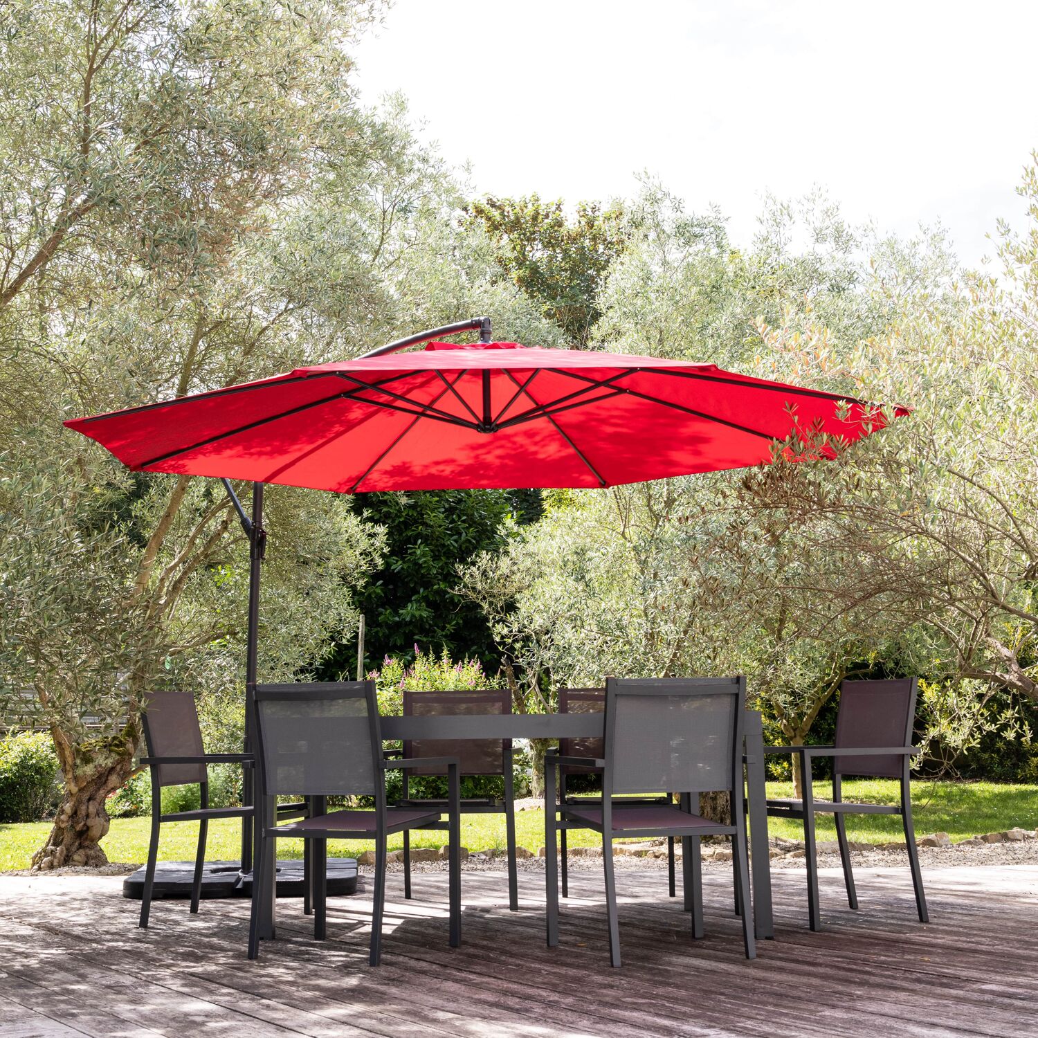Parasol Rouge 330cm En Aluminium Protection UV50