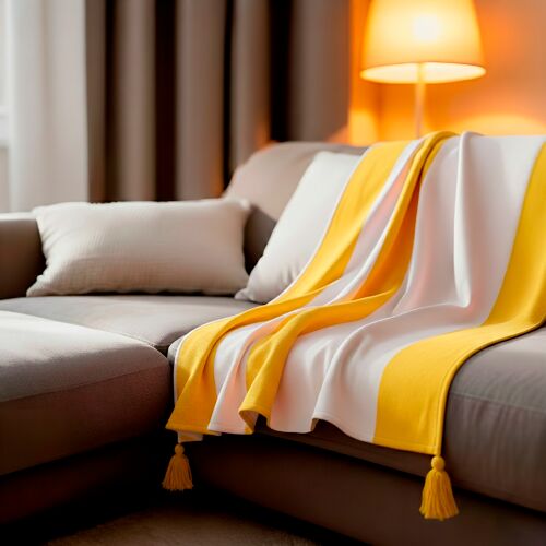 Couverture plaid 100% coton...