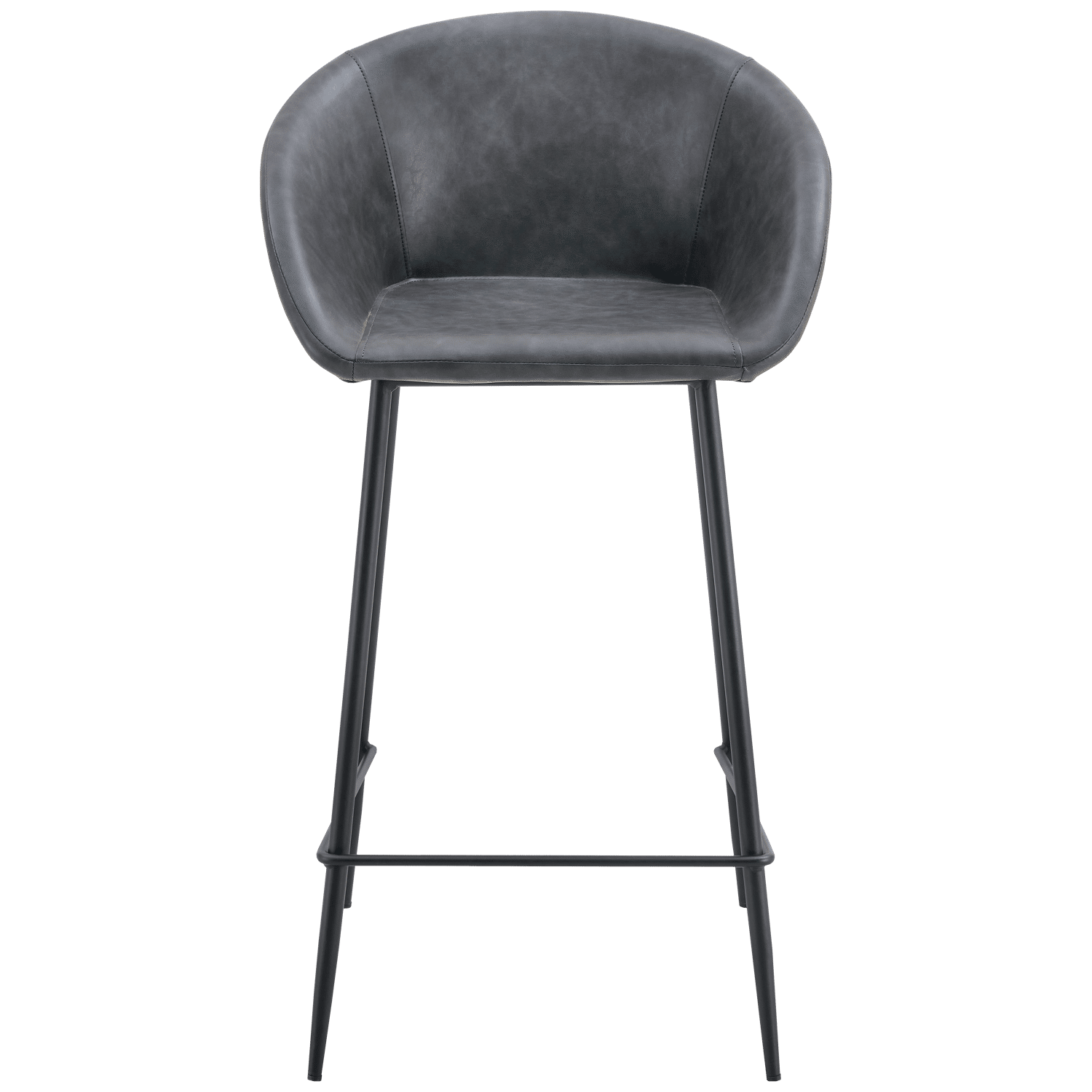 Lot de 2 tabourets de bar en simili gris foncé ACHILLE