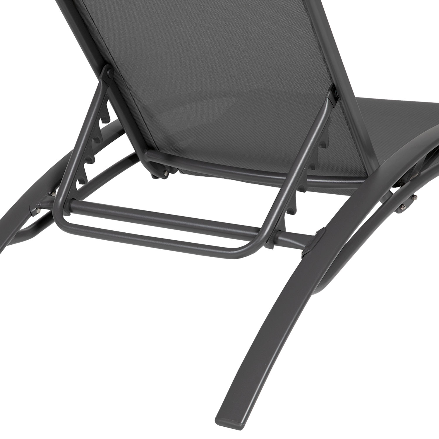 Conjunto de 2 cadeiras de convés GALAPAGOS em textileno cinzento - antracite cinzento alumínio