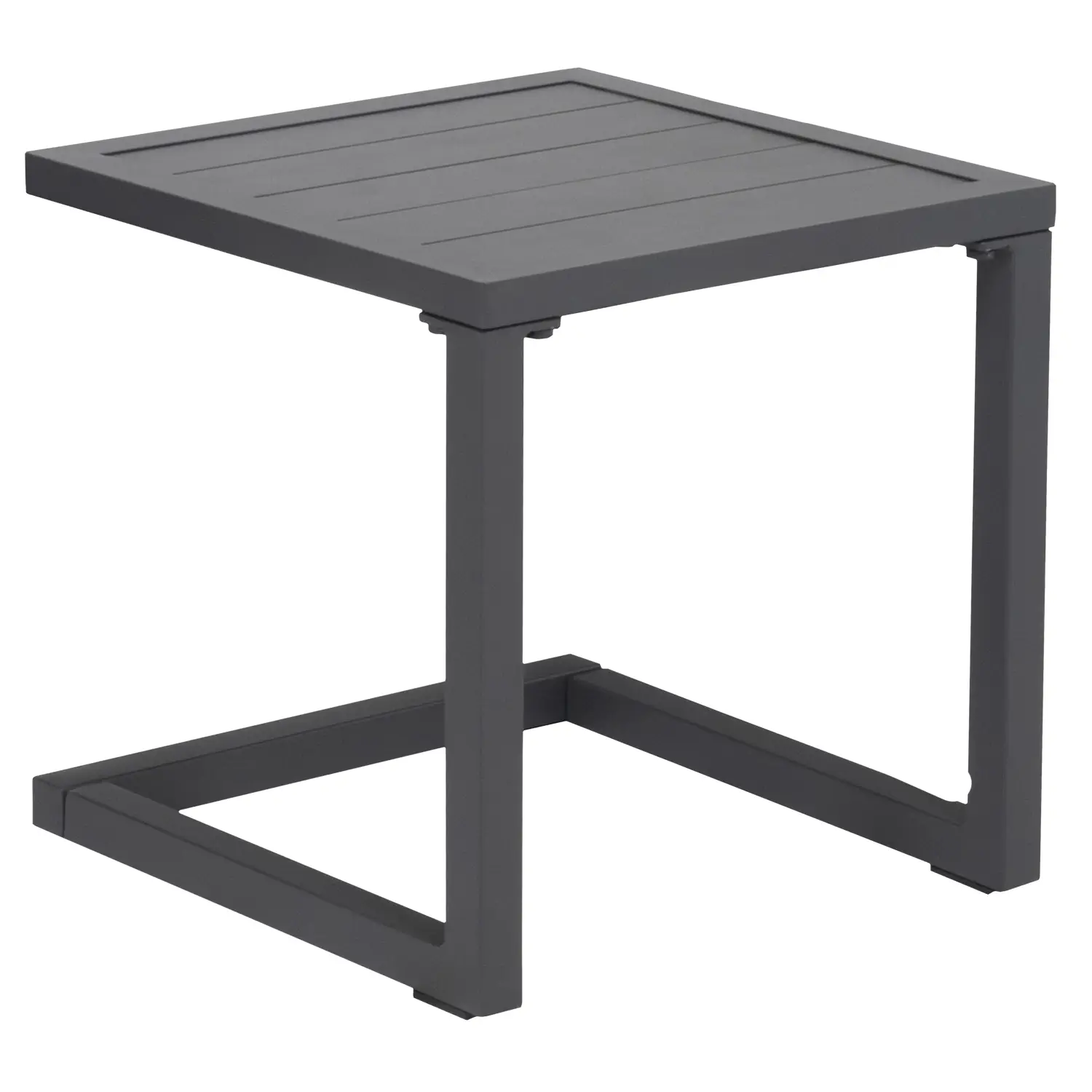 Set bain de soleil et table d'appoint en textilène gris - aluminium gris anthracite