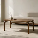 Mesa de centro em madeira maciça de manga tingida escura 100cm