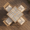 4-zits tuintafel en stoelen in acacia en keramiek