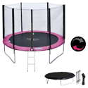 Pacote Premium Trampolim 305cm reversível rosa / cinza ADELAÏDE + rede, escada, cobertura e kit de ancoragem