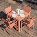 Conjunto de mobiliário de jardim extensível VENEZIA 90/180 em terracota textilene 8 lugares - terracota alumínio