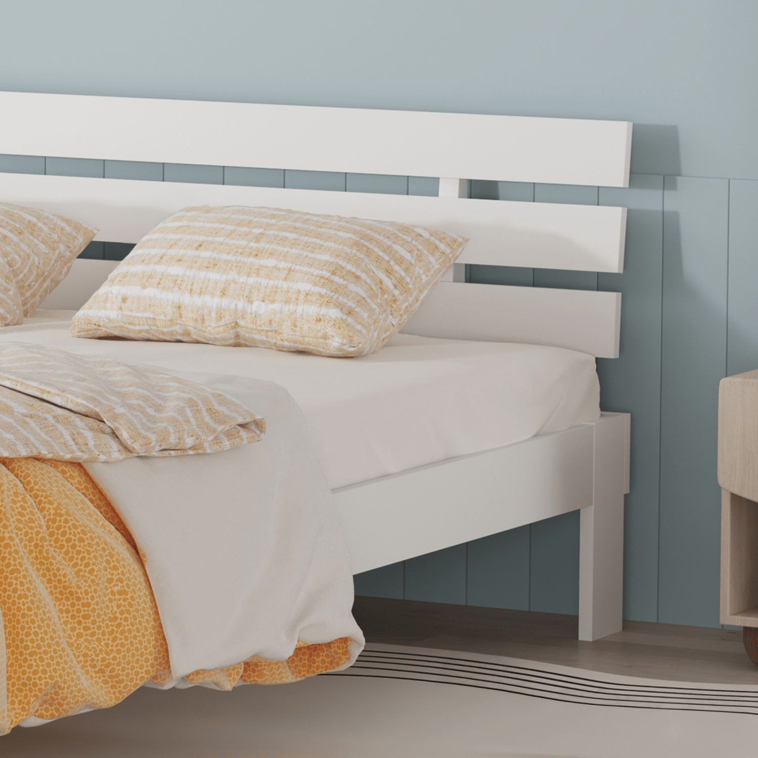 Houten bed met hoofdbord 140x200cm wit FINN