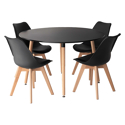 MARTHA ronde tafel 120cm en 4 stoelen NORA zwart